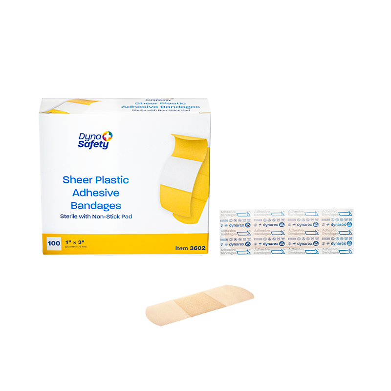 Dynarex DynaSafety Steer Plastic Adhesive Bandages - Sterile