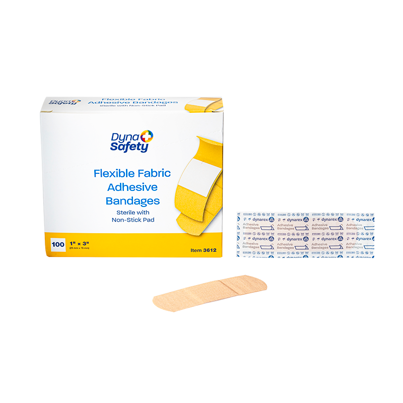 Dynarex DynaSafety Flexible Fabric Adhesive Bandages - Sterile