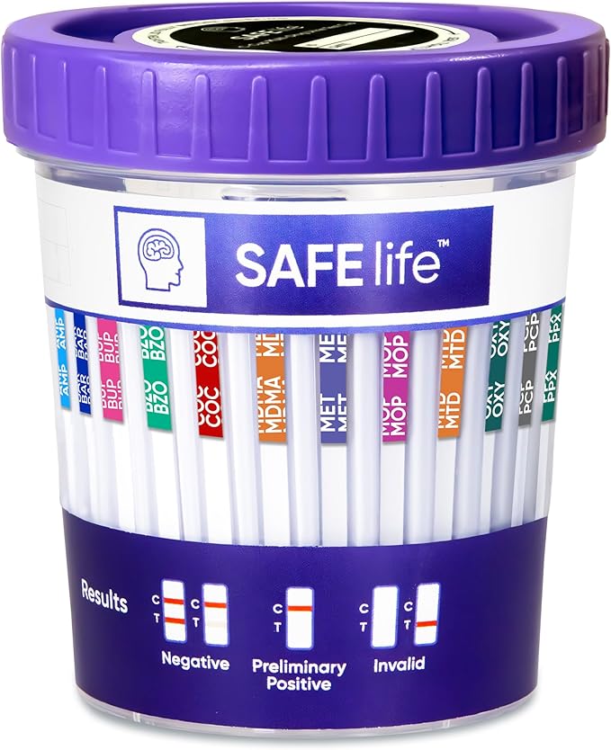 SAFElife™ 6 to 14-Panel CLIA Waived Instant Drug Cup for Professional Use, 25/Box