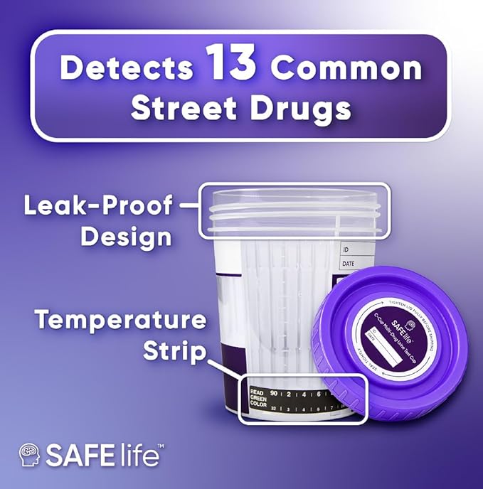 SAFElife™ 6 to 14-Panel CLIA Waived Instant Drug Cup for Professional Use, 25/Box