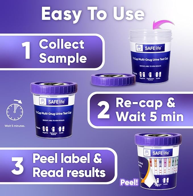 SAFElife™ 6 to 14-Panel CLIA Waived Instant Drug Cup for Professional Use, 25/Box